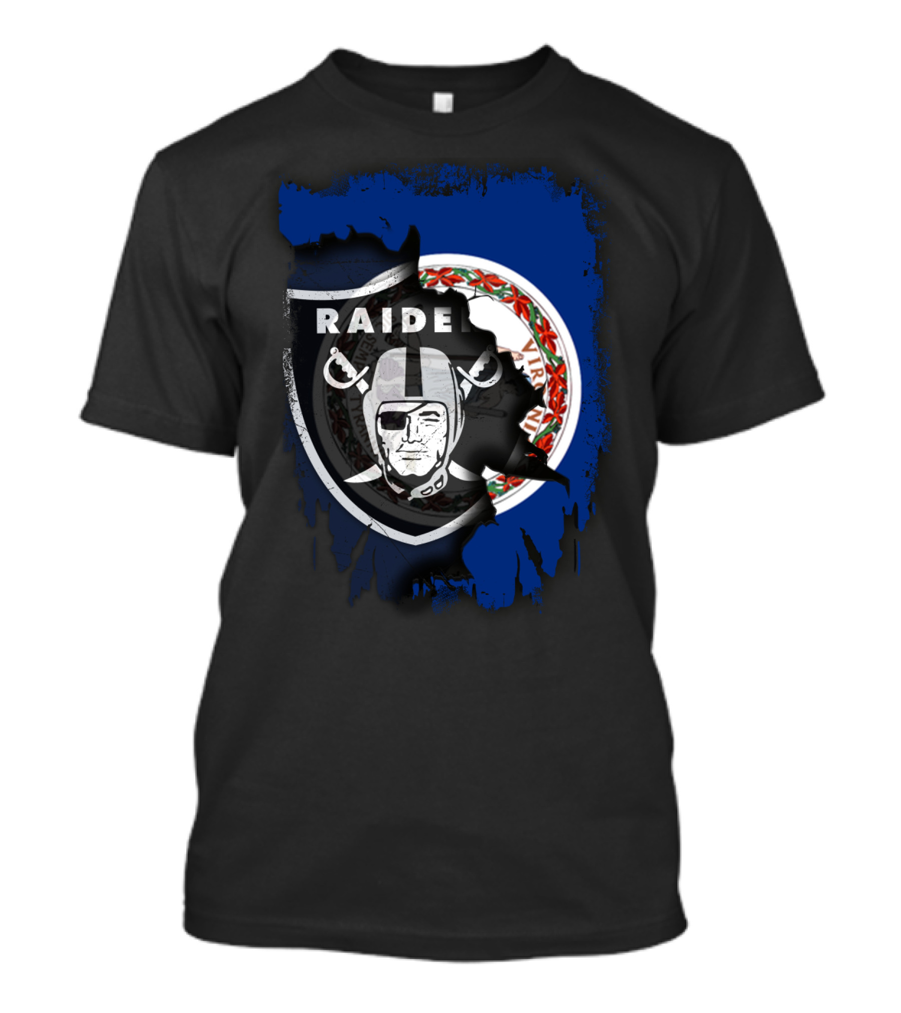Virginia State Flag With Raiders Shield T-Shirt
