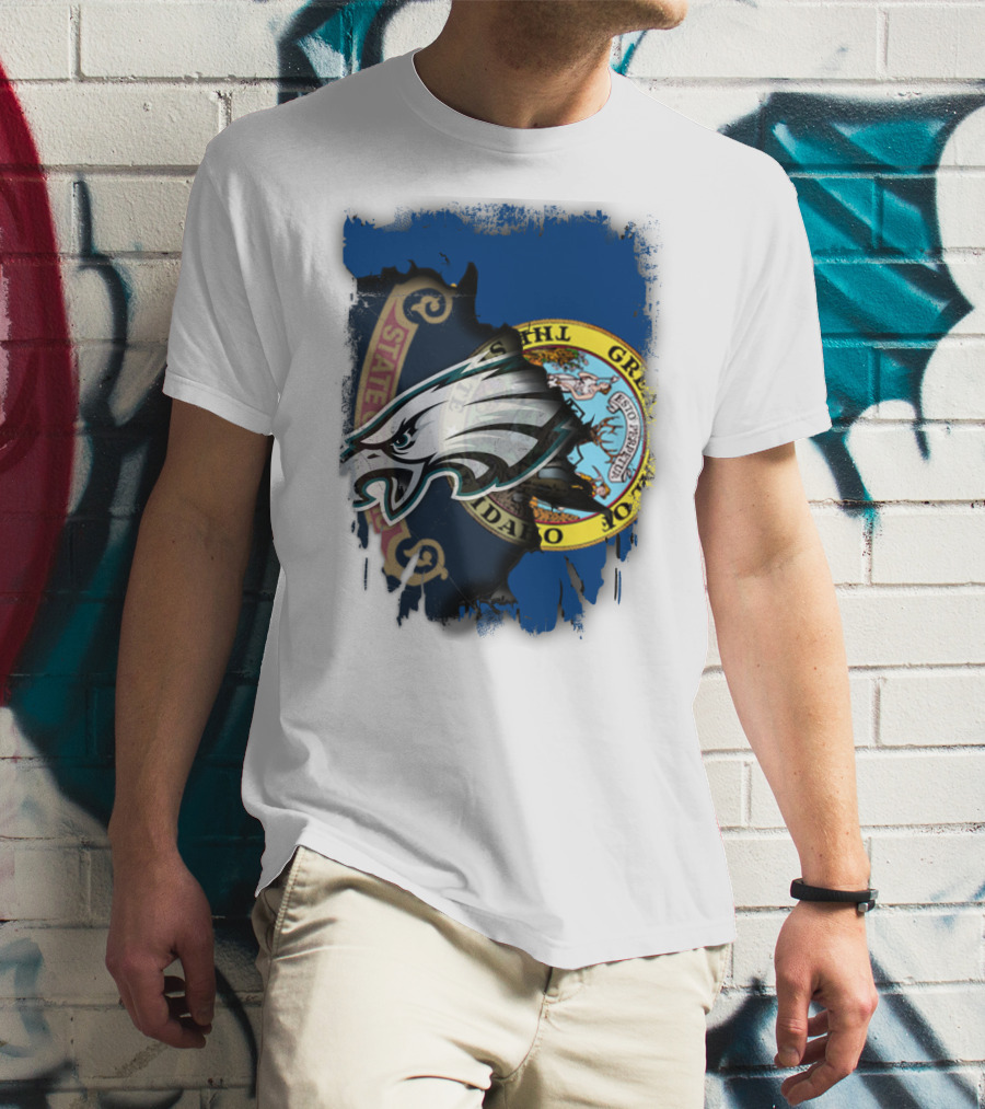 Idaho State Pride With Eagles NFL Team Logo Integration T-Shirt