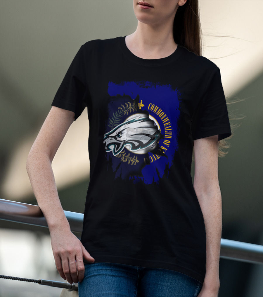 Commonwealth Of Kentucky With Eagles Logo Fusion T-Shirt