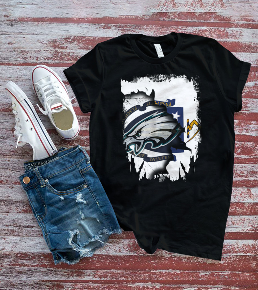 Eagles And Massachusetts Flag United Together T-Shirt