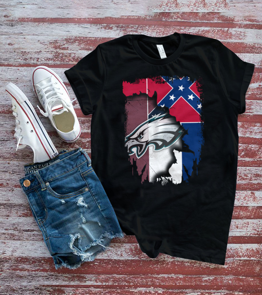 Mississippi Eagles With Confederate Flag Background T-Shirt