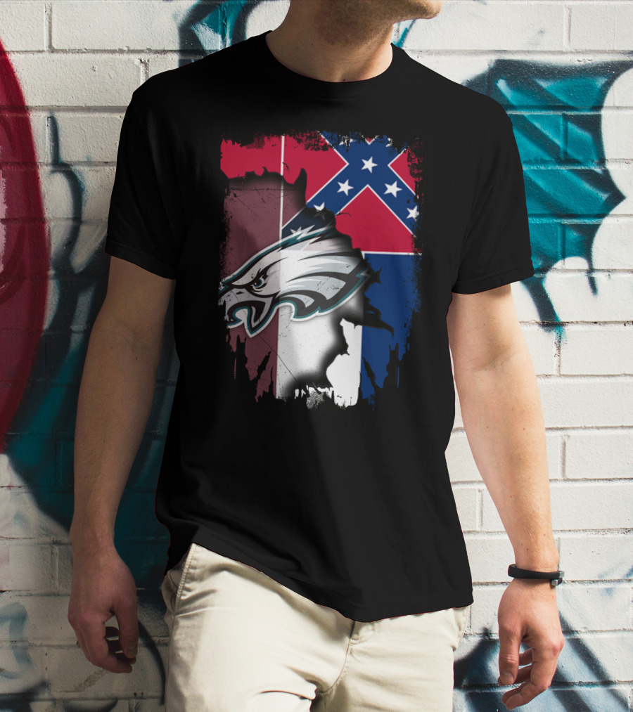 Mississippi Eagles With Confederate Flag Background T-Shirt