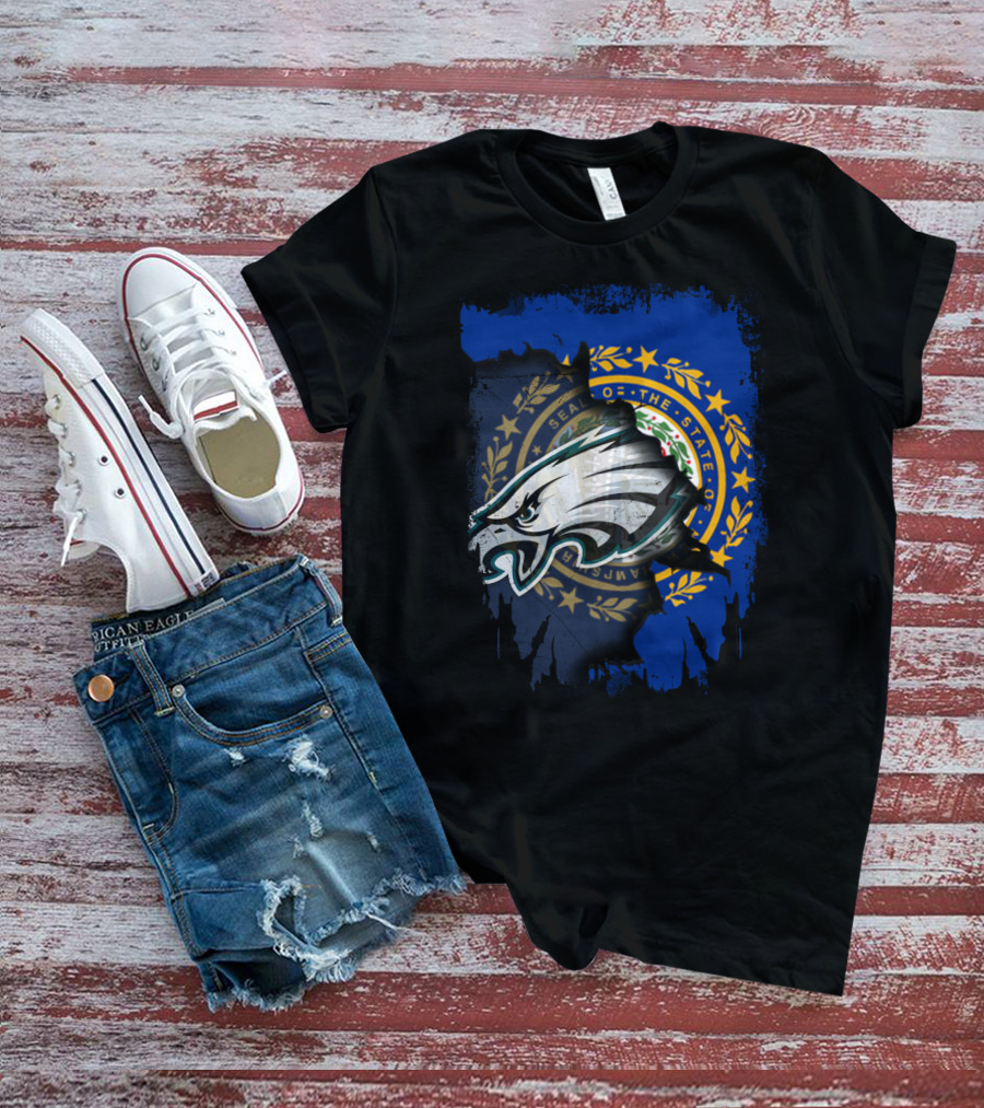 New Hampshire State Seal With Philadelphia Eagles Emblem T-Shirt