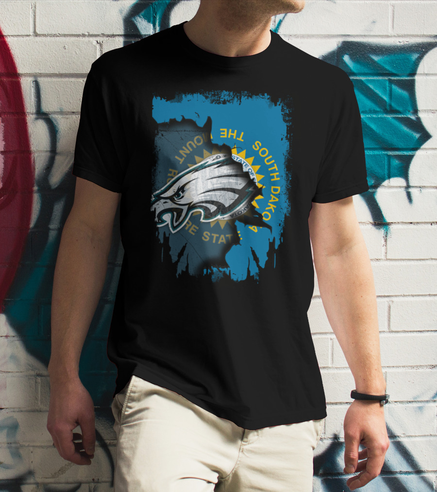 Philadelphia Eagles South Dakota Map State T-Shirt