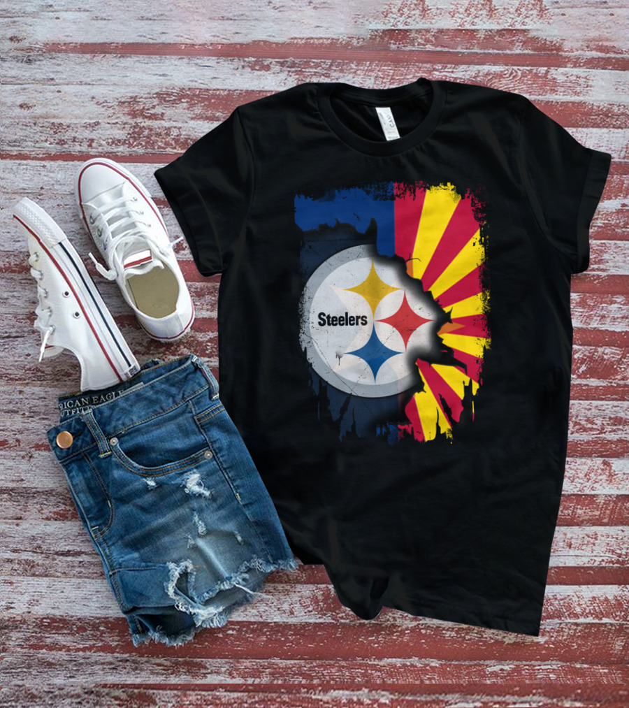 Steelers Logo With Arizona Flag Background T-Shirt