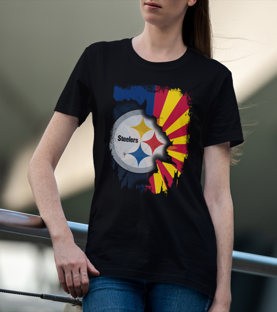 Steelers Logo With Arizona Flag Background T-Shirt
