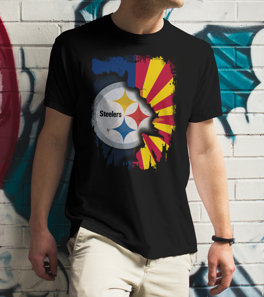 Steelers Logo With Arizona Flag Background T-Shirt