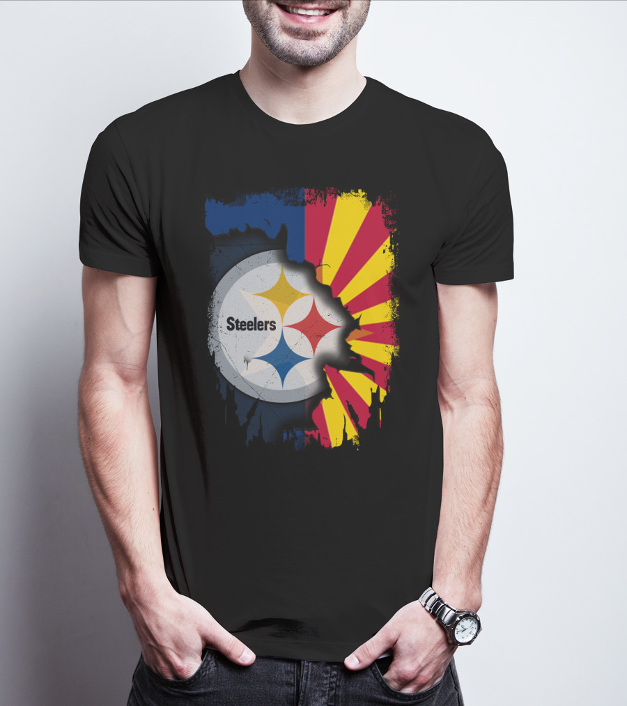 Steelers Logo With Arizona Flag Background T-Shirt