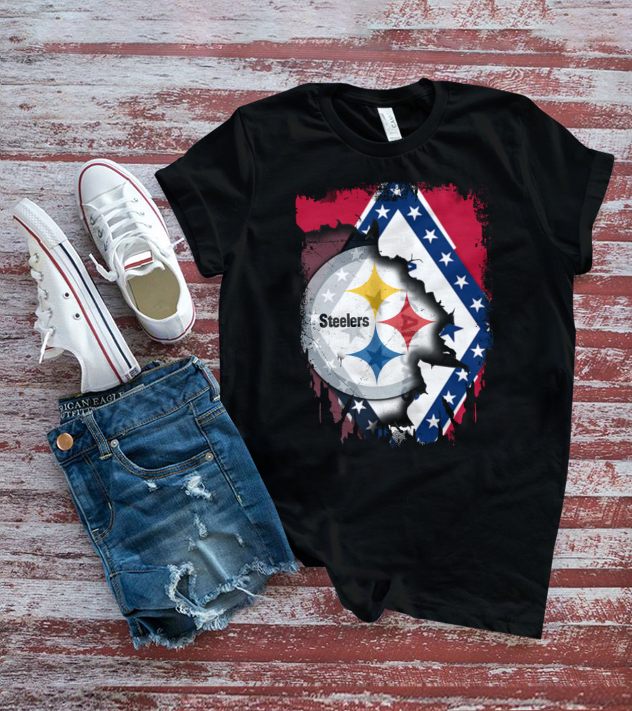 Steelers Meets Arkansas Flag Fusion T-Shirt