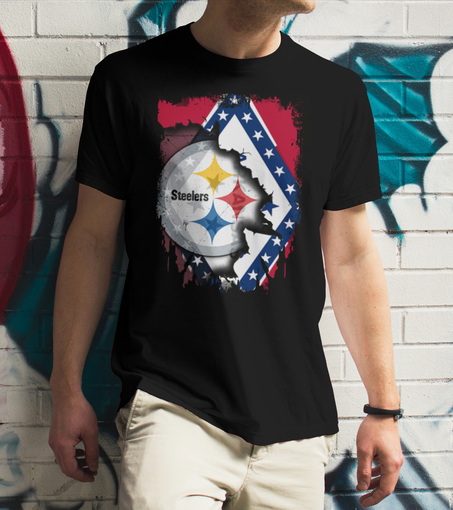 Steelers Meets Arkansas Flag Fusion T-Shirt