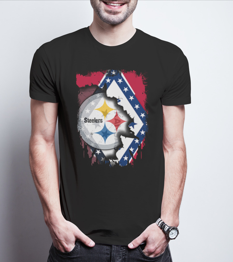 Steelers Meets Arkansas Flag Fusion T-Shirt