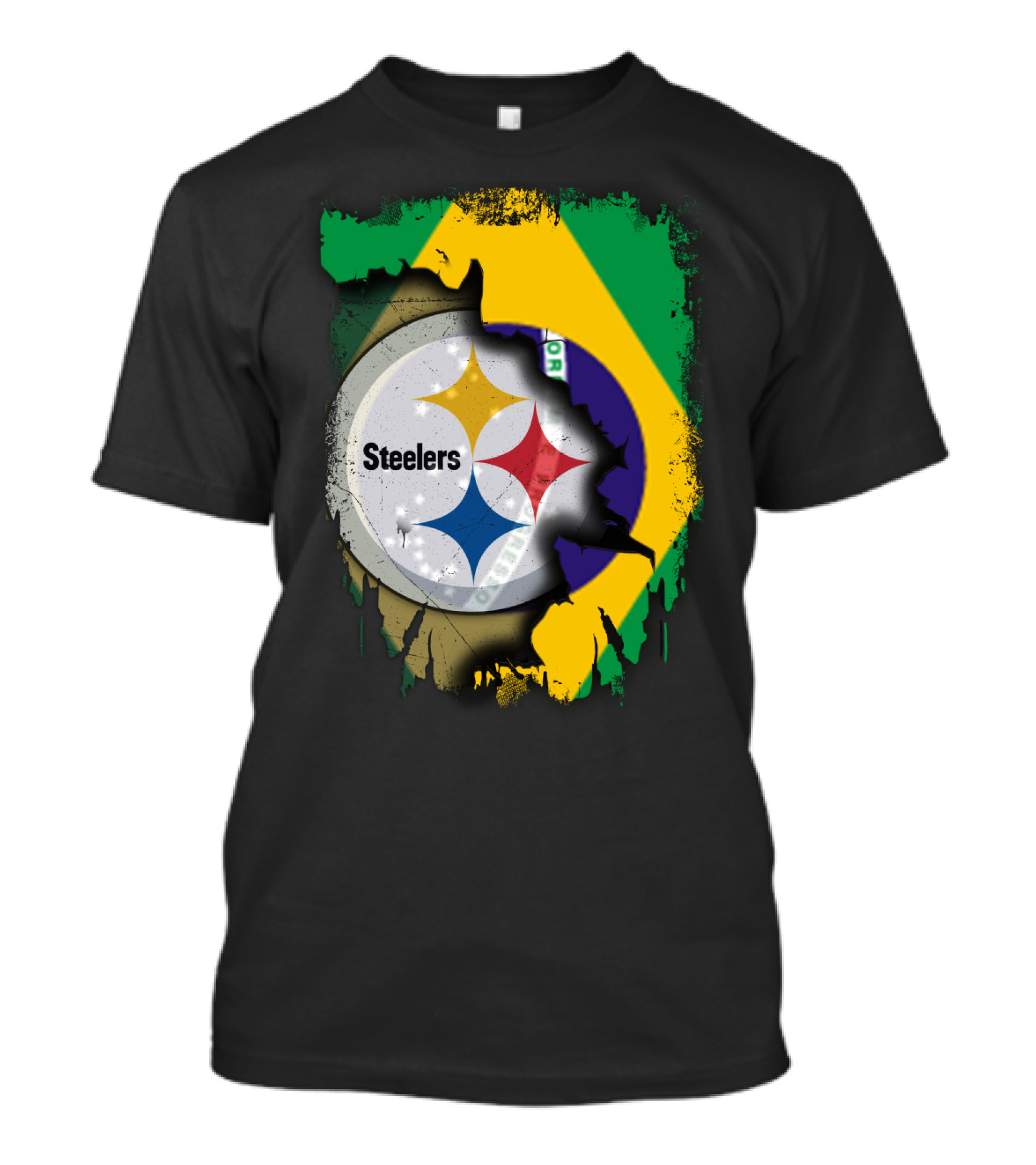 Together Brazil Steelers Flag And Logo Fusion T-Shirt