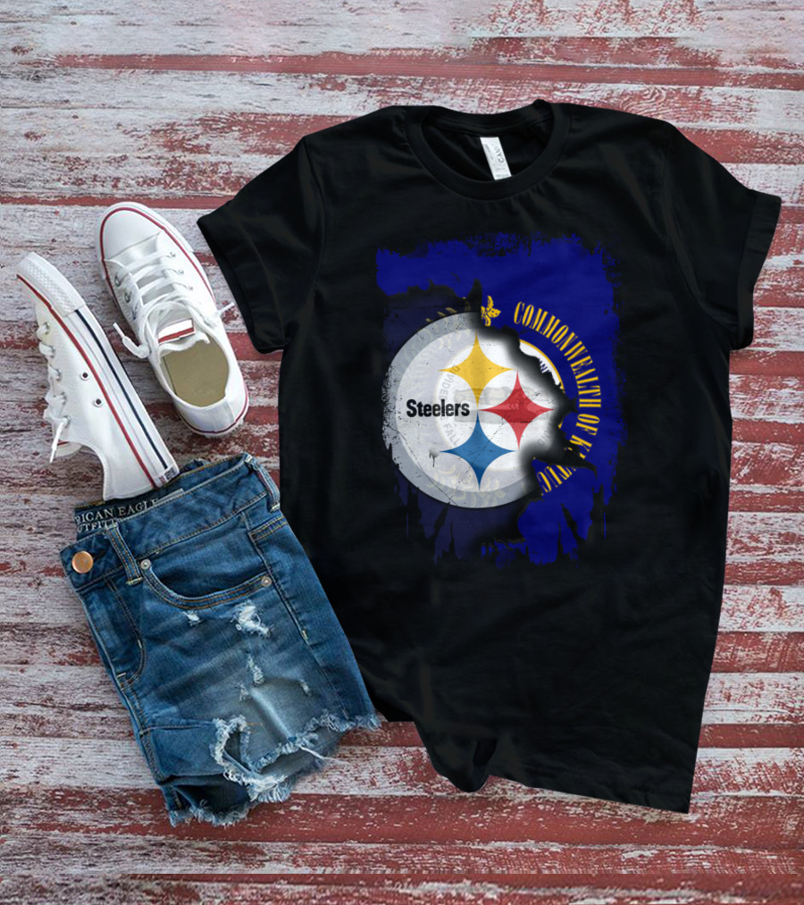 Commonwealth Of Kentucky With Steelers Football T-Shirt