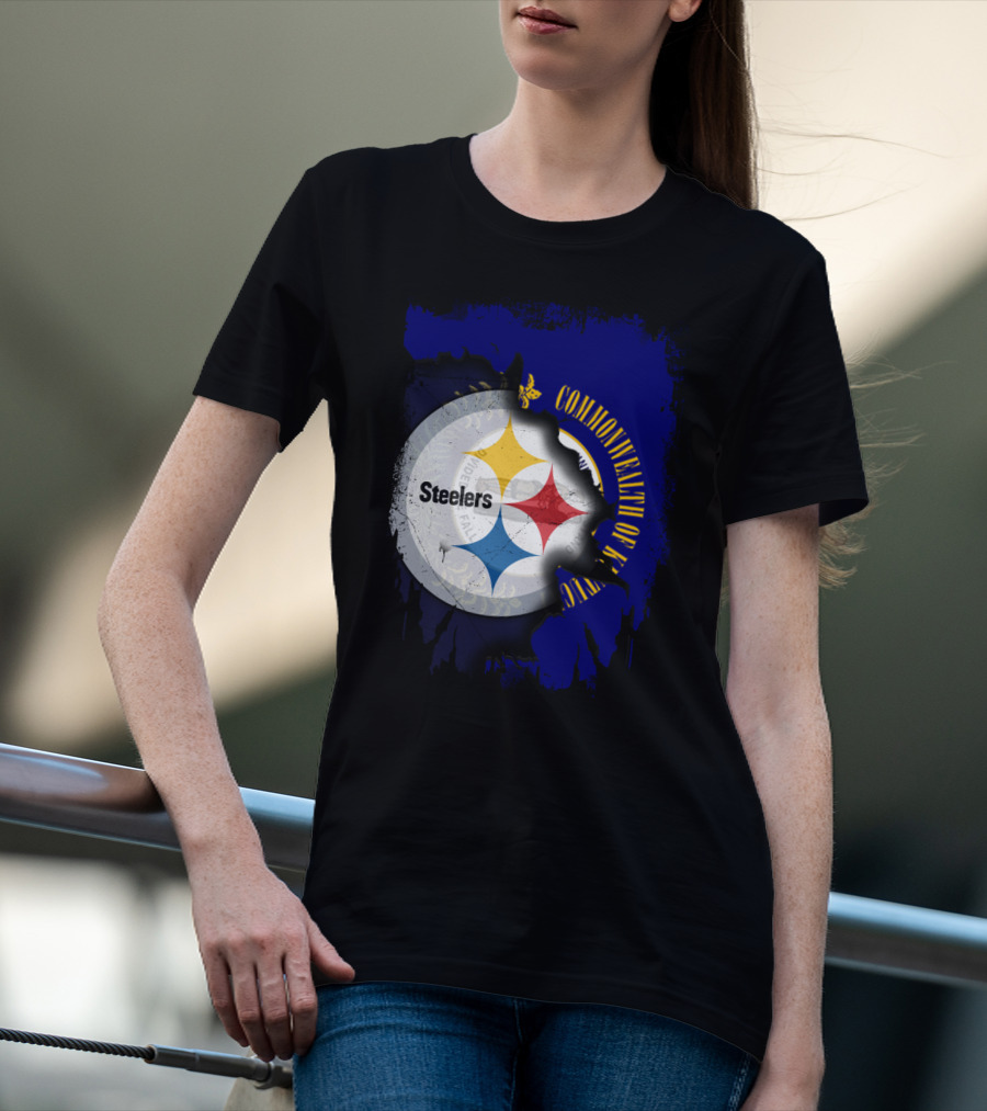 Commonwealth Of Kentucky With Steelers Football T-Shirt