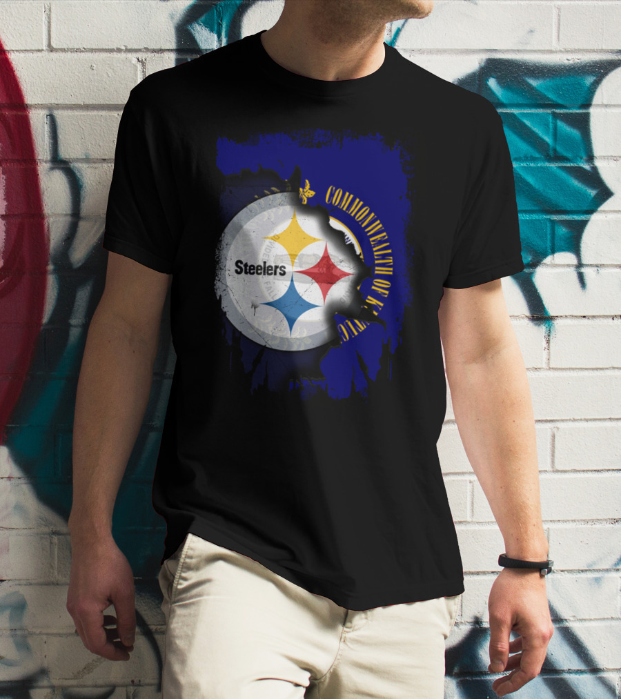 Commonwealth Of Kentucky With Steelers Football T-Shirt