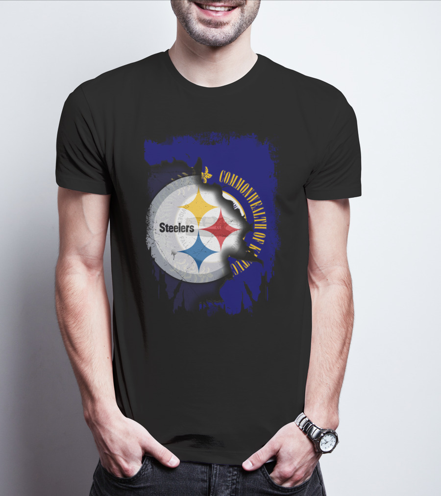 Commonwealth Of Kentucky With Steelers Football T-Shirt