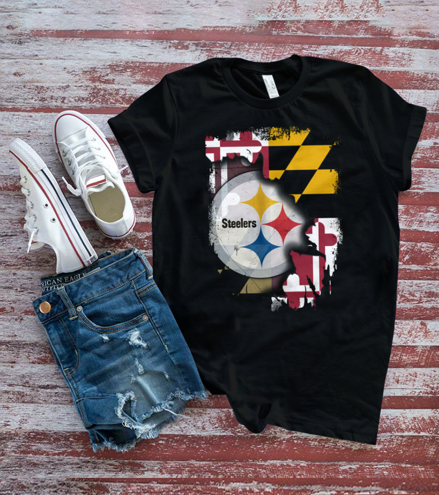 Together Maryland Flag Steelers Logo Fusion T-Shirt