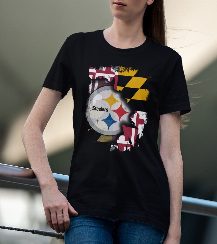 Together Maryland Flag Steelers Logo Fusion T-Shirt