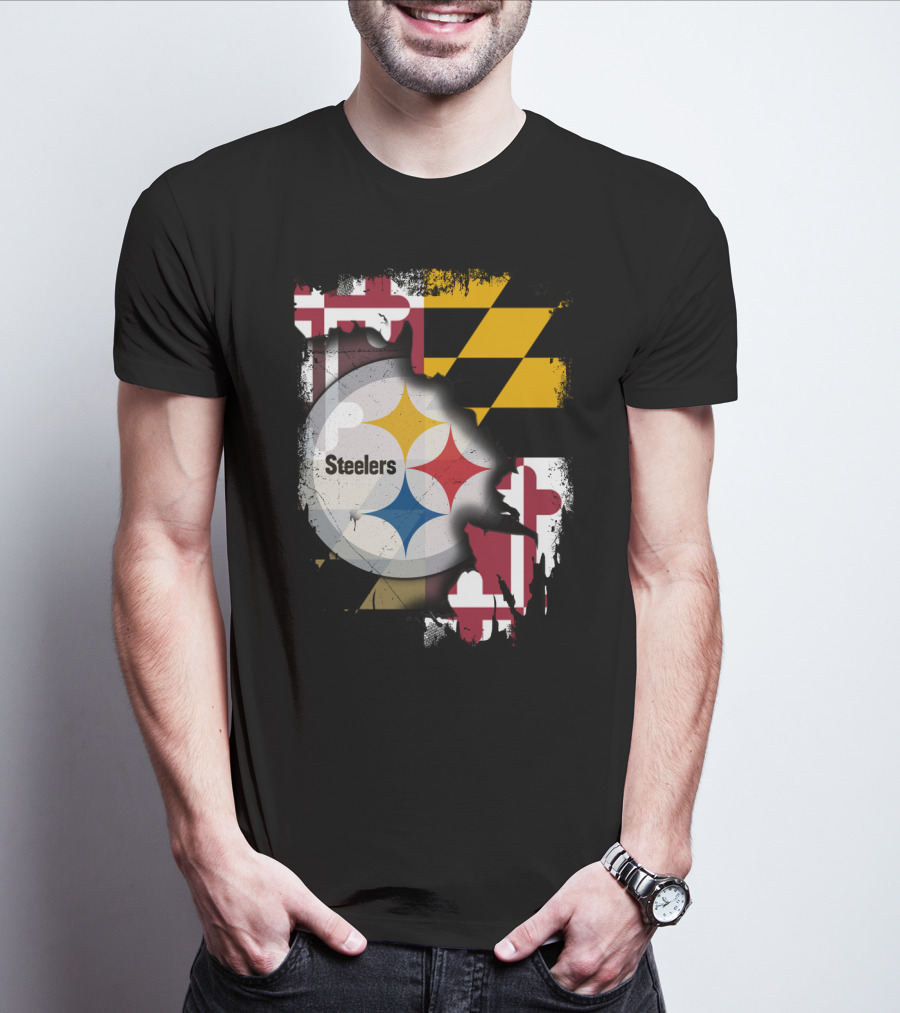 Together Maryland Flag Steelers Logo Fusion T-Shirt