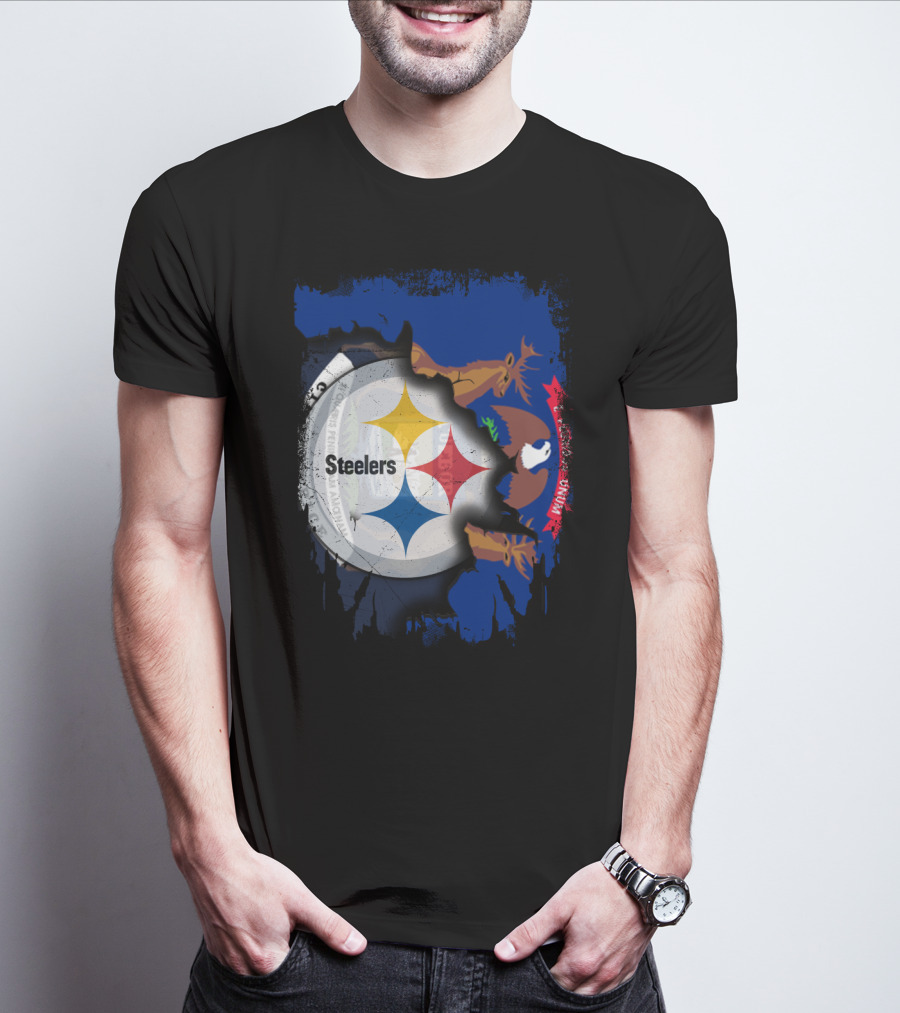 Together Michigan Emblem Featuring Steelers Logo Integration T-Shirt