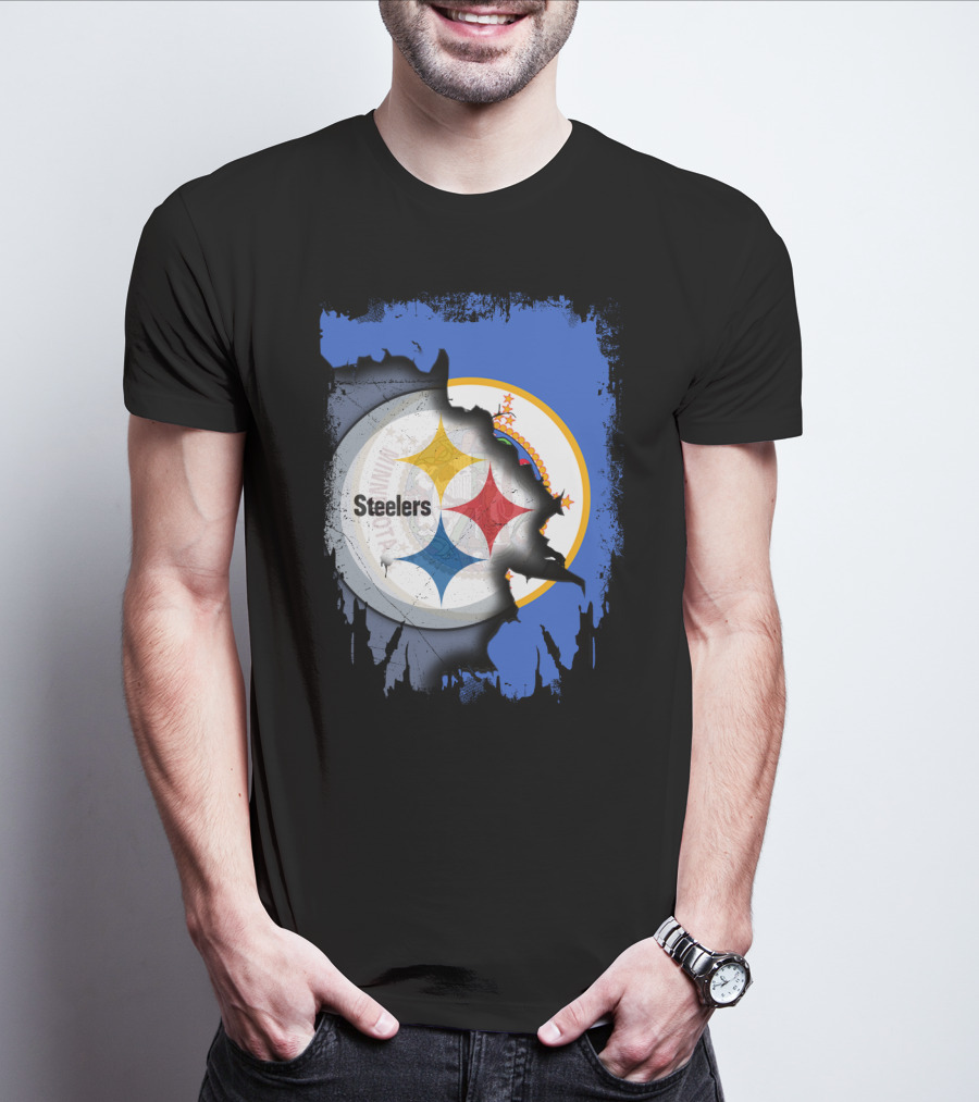 Steelers And Minnesota United Iconic Symbol Fusion T-Shirt