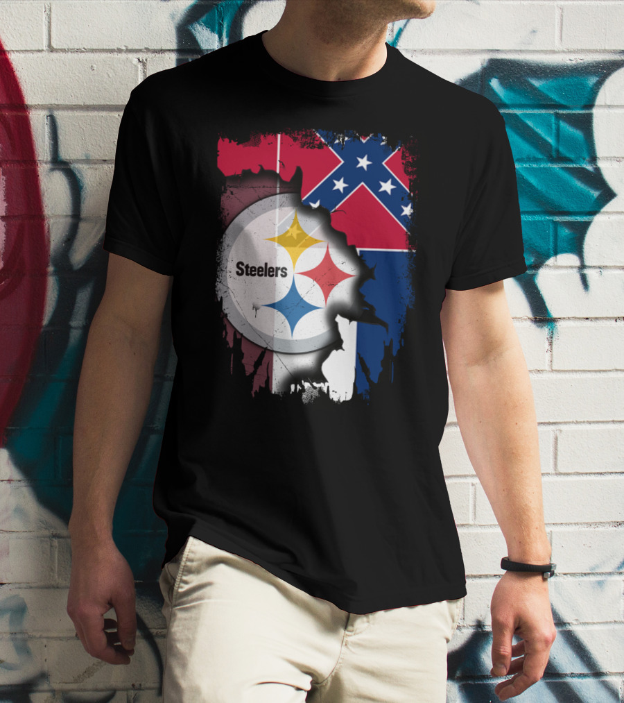 Together Mississippi With Steelers Logo And Confederate Flag T-Shirt