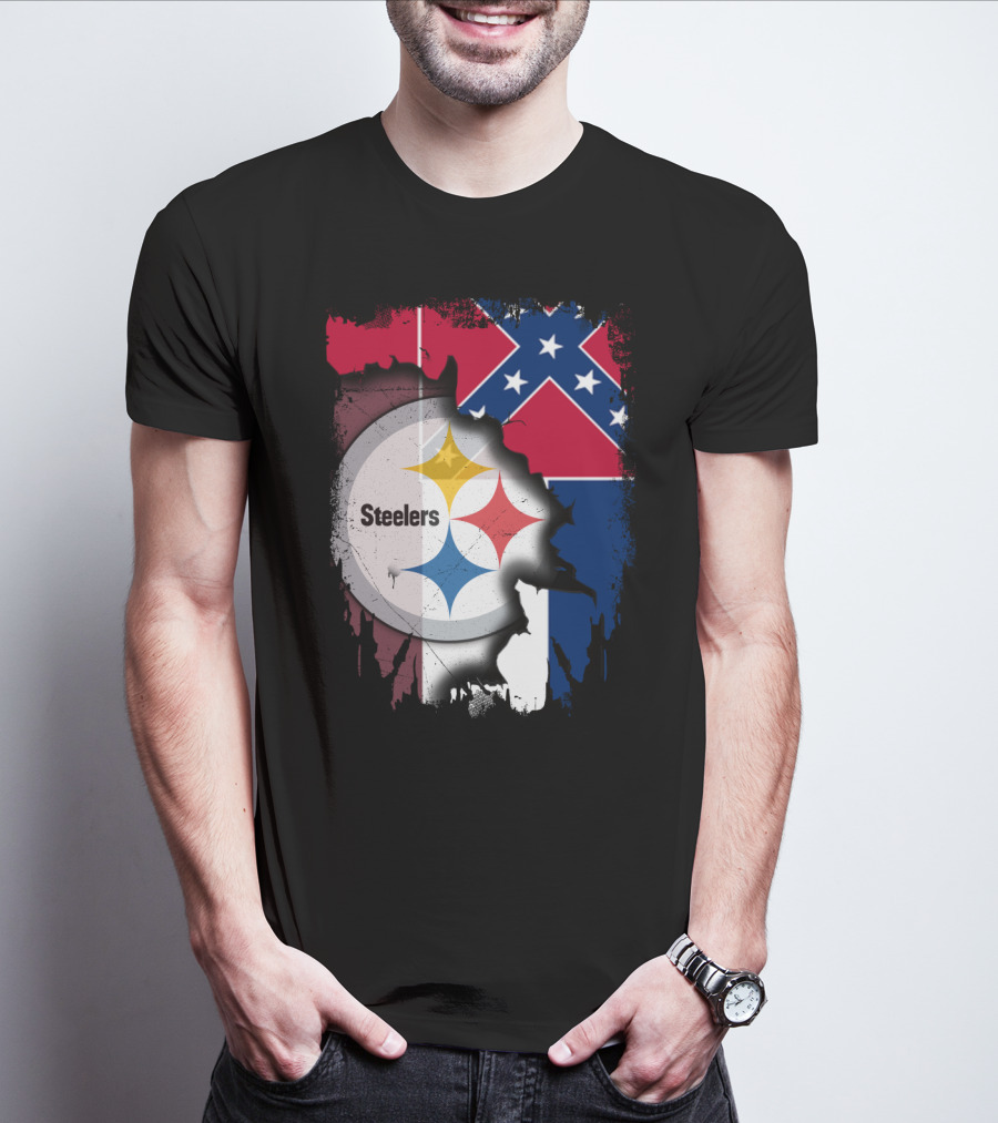 Together Mississippi With Steelers Logo And Confederate Flag T-Shirt