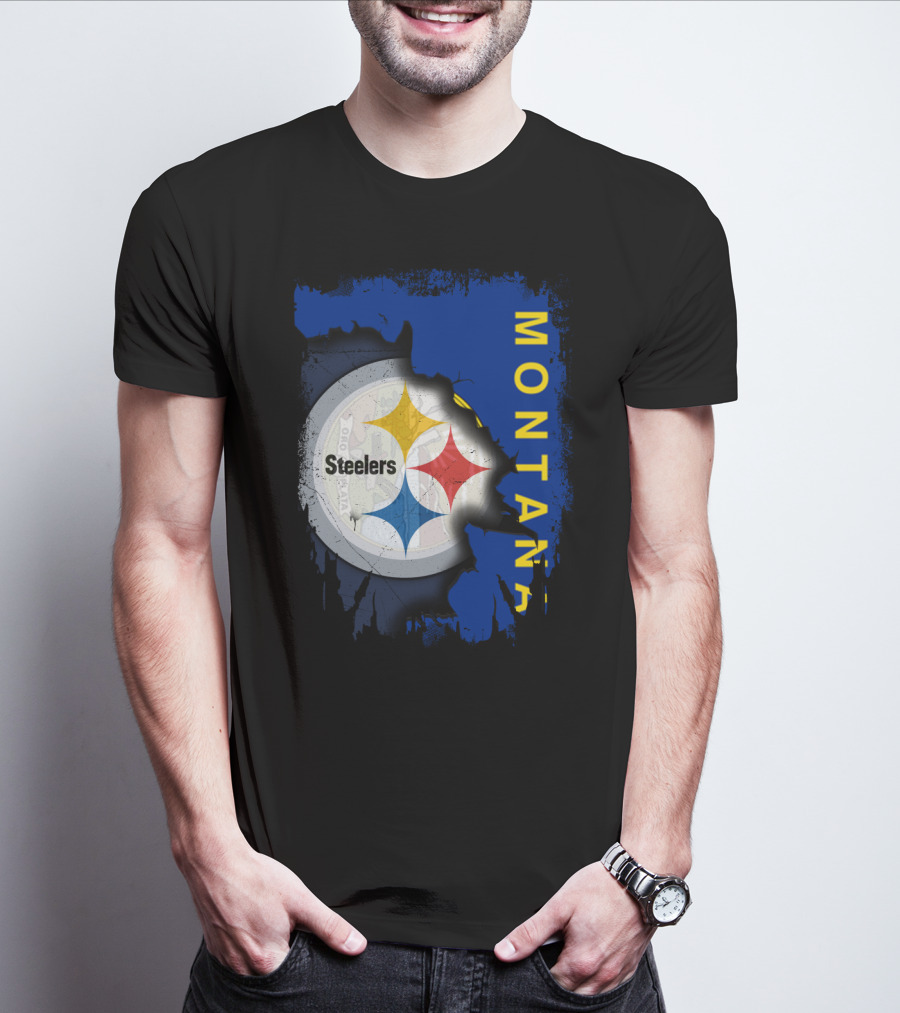 Montana Steelers Emblem With State T-Shirt