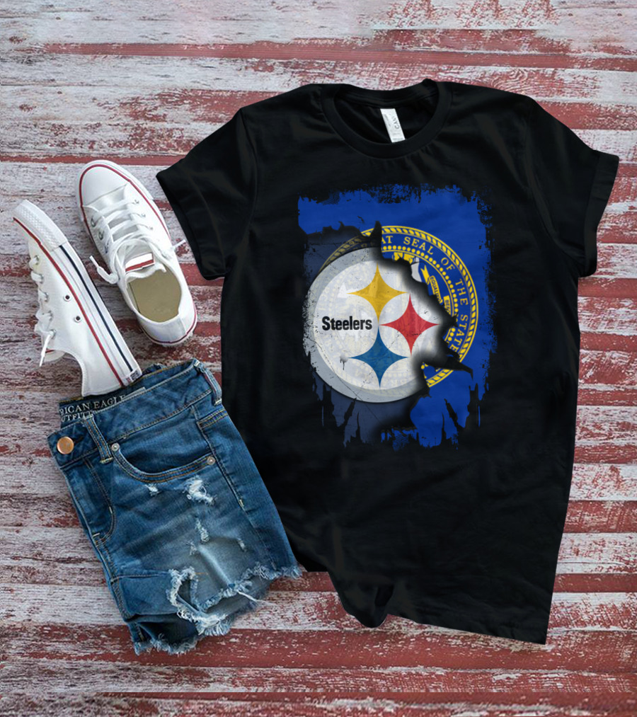 Nebraska State Seal With Steelers Logo Integration T-Shirt