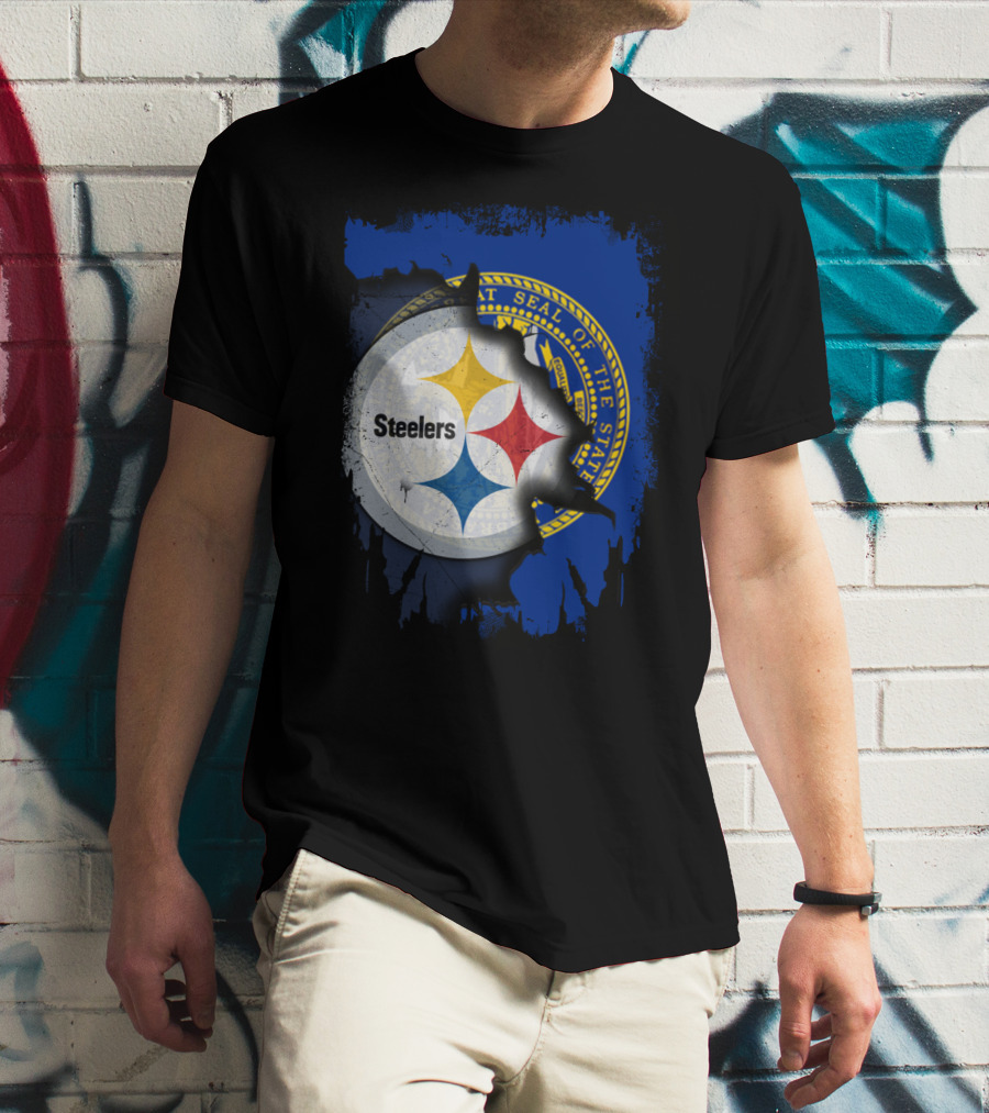 Nebraska State Seal With Steelers Logo Integration T-Shirt