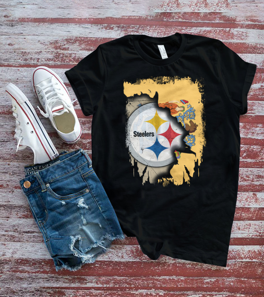 Steelers Logo Within New Jersey Map T-Shirt