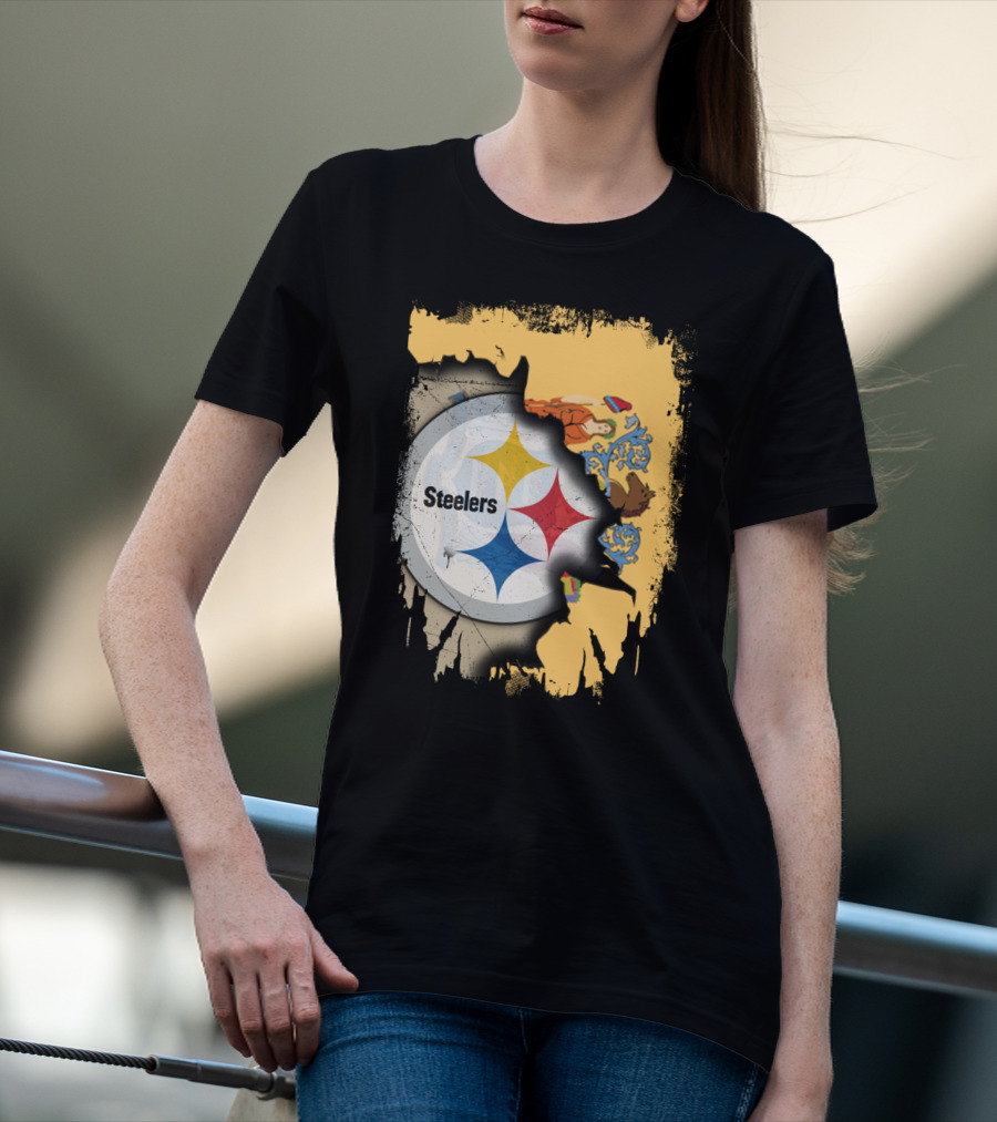 Steelers Logo Within New Jersey Map T-Shirt