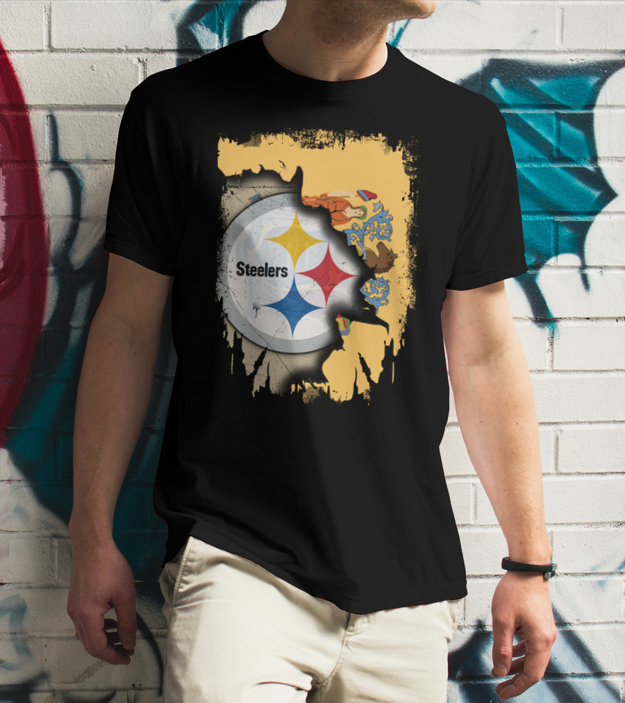Steelers Logo Within New Jersey Map T-Shirt