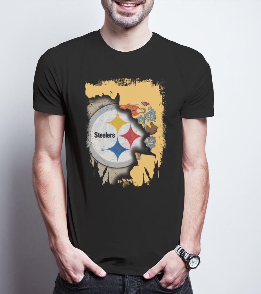 Steelers Logo Within New Jersey Map T-Shirt