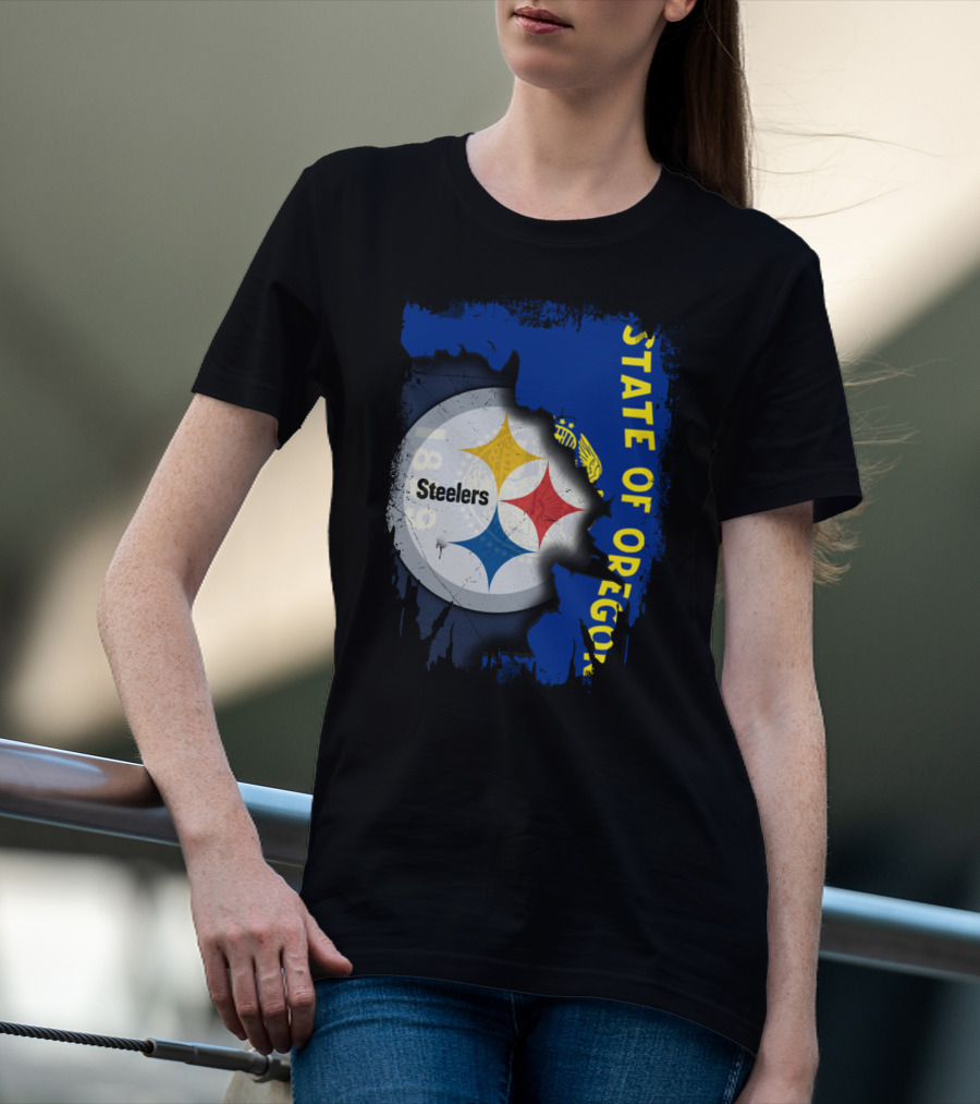 State Of Oregon 1848 Steelers Logo Fusion T-Shirt