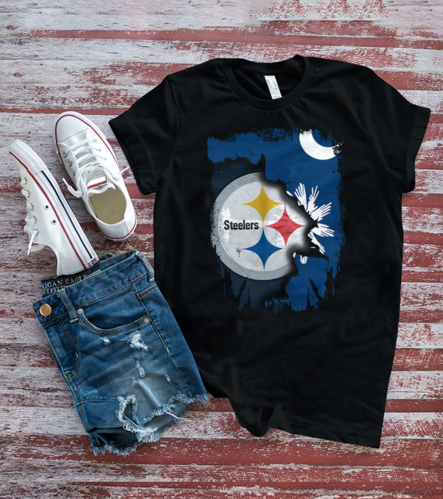 Steelers Logo Integrated With South Carolina Flag Elements T-Shirt