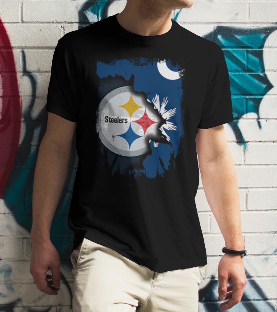 Steelers Logo Integrated With South Carolina Flag Elements T-Shirt