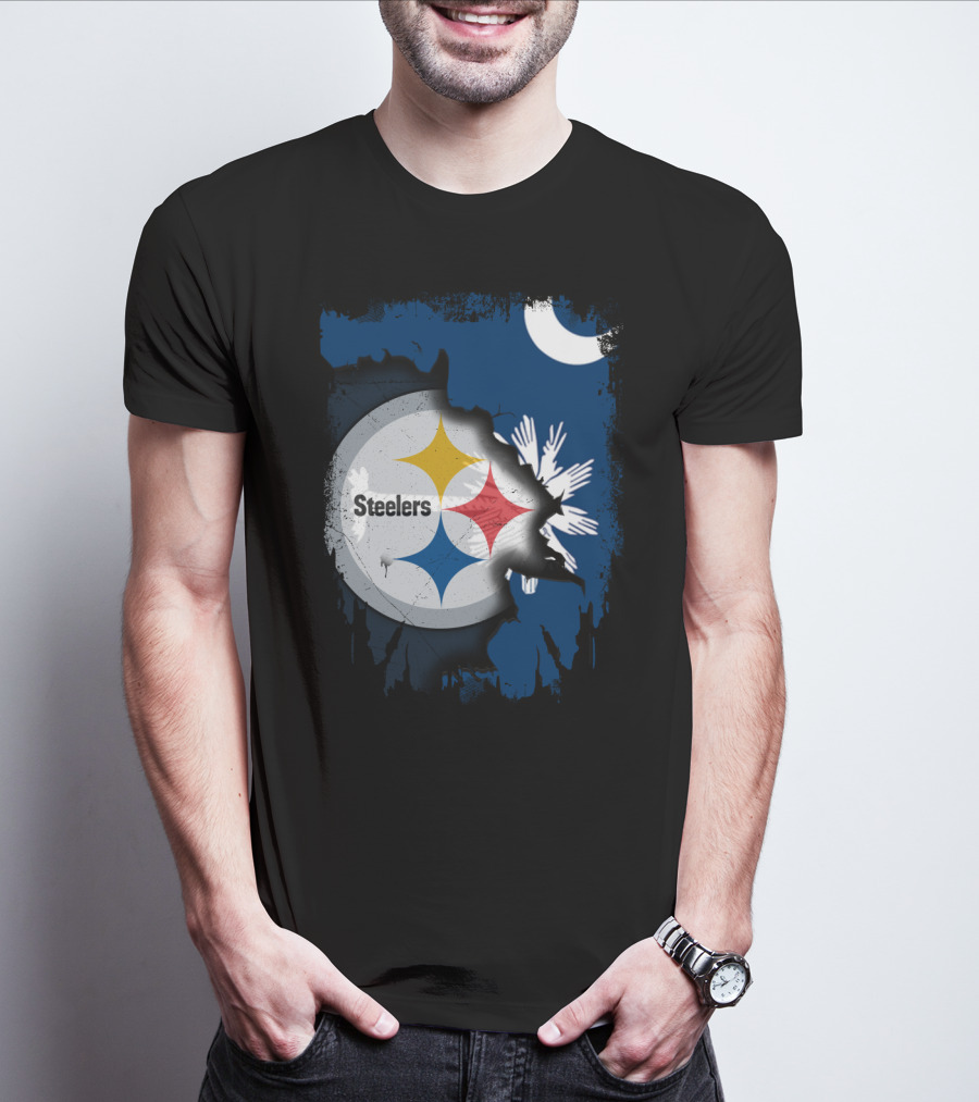Steelers Logo Integrated With South Carolina Flag Elements T-Shirt