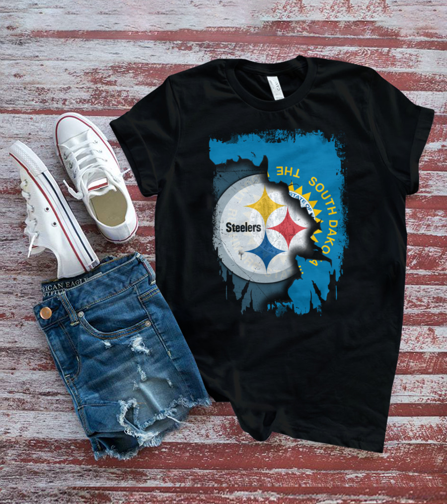 South Dakota State Flag With Steelers Logo Integration T-Shirt