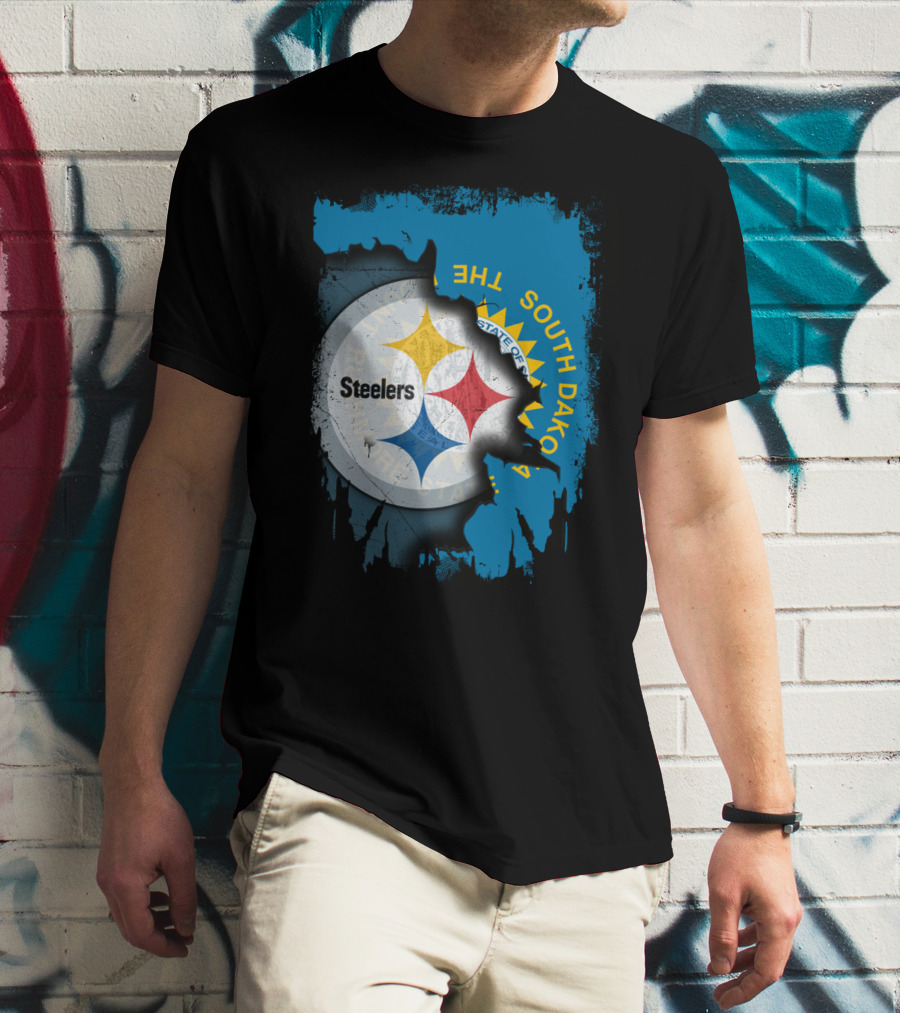 South Dakota State Flag With Steelers Logo Integration T-Shirt