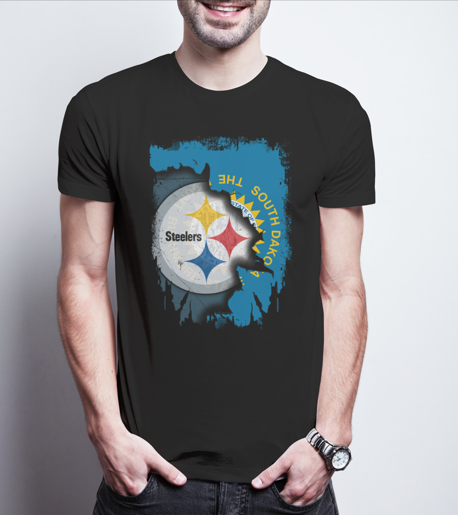 South Dakota State Flag With Steelers Logo Integration T-Shirt