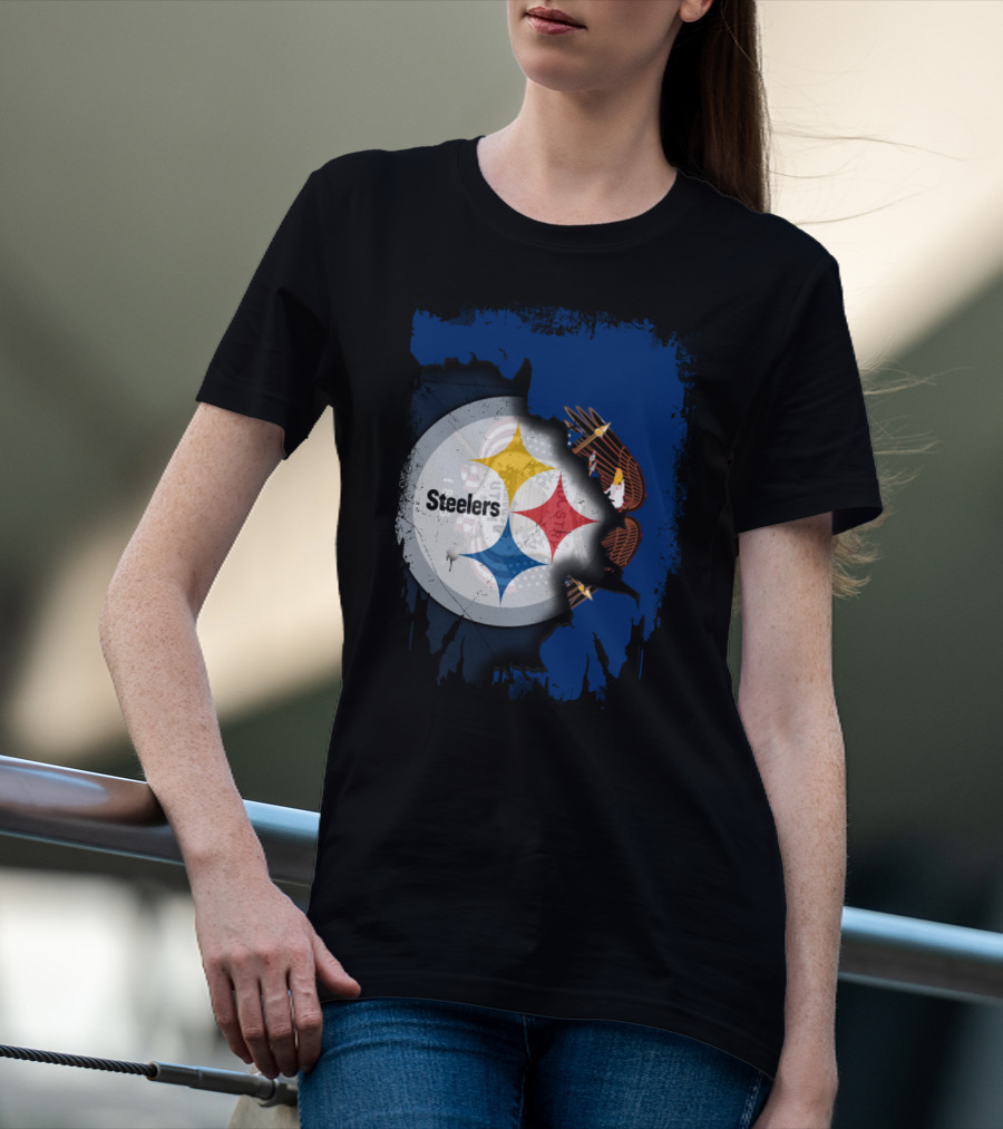 Steelers Eagle Emblem Artwork With Together Utah Integration T-Shirt