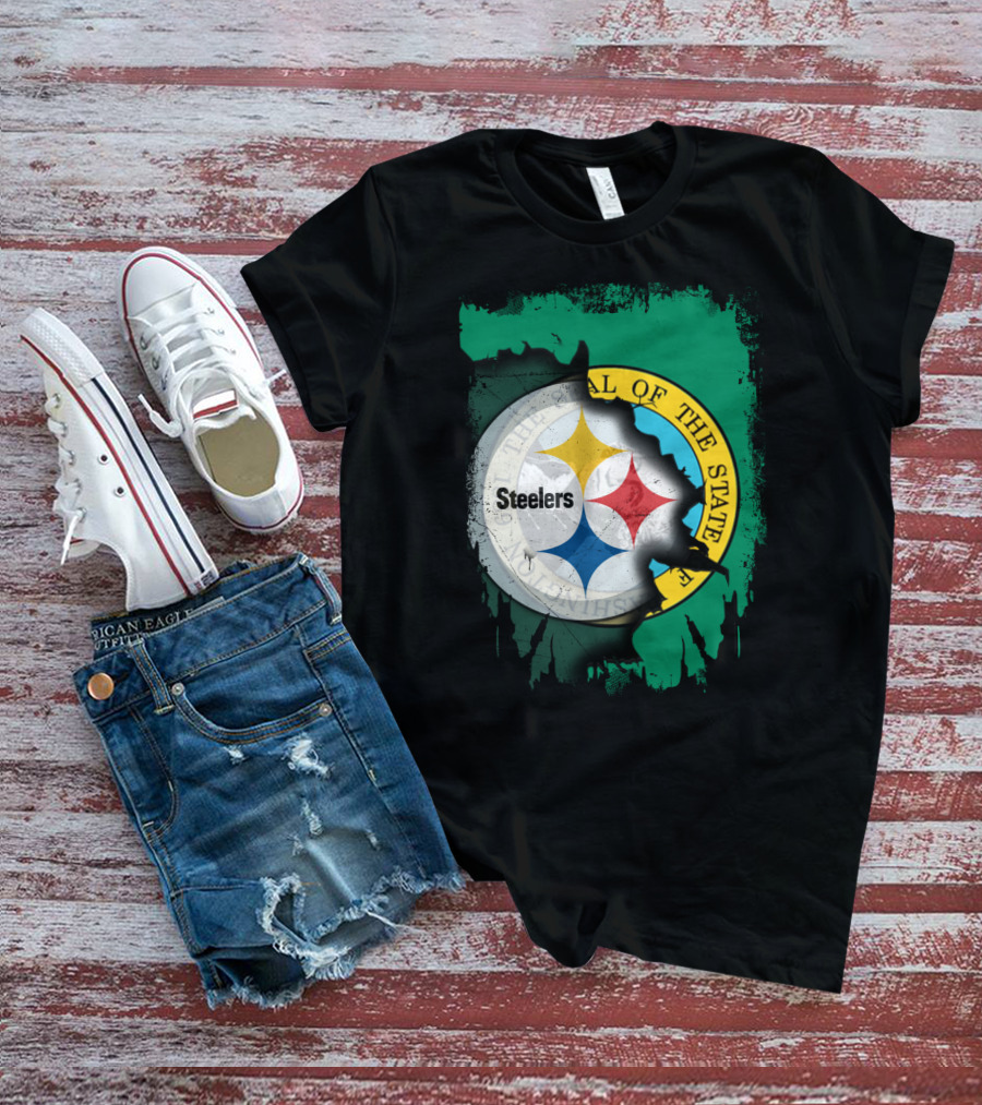 Washington State Meets Steelers Football Emblem T-Shirt