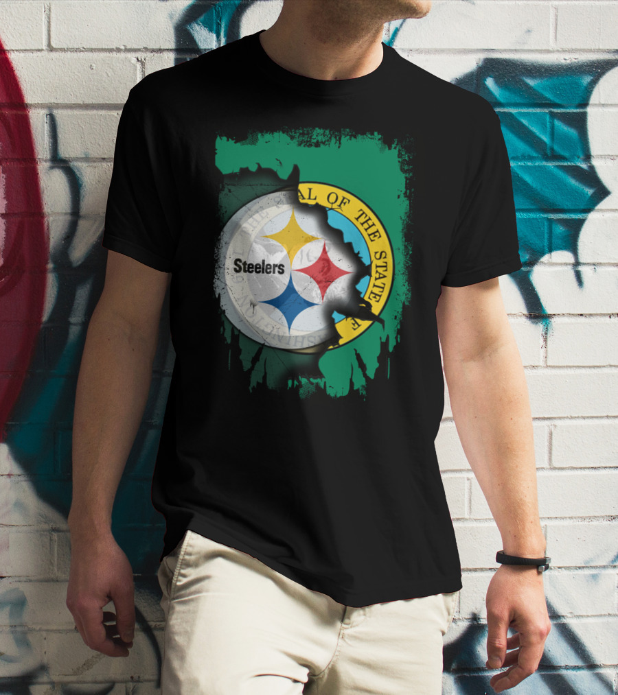 Washington State Meets Steelers Football Emblem T-Shirt