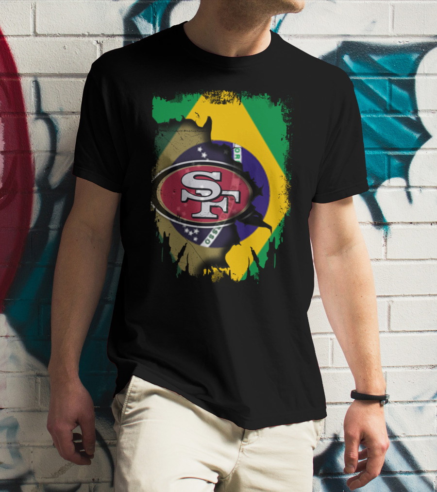 Together Brazil With San Francisco 49ers Flag Fusion T-Shirt