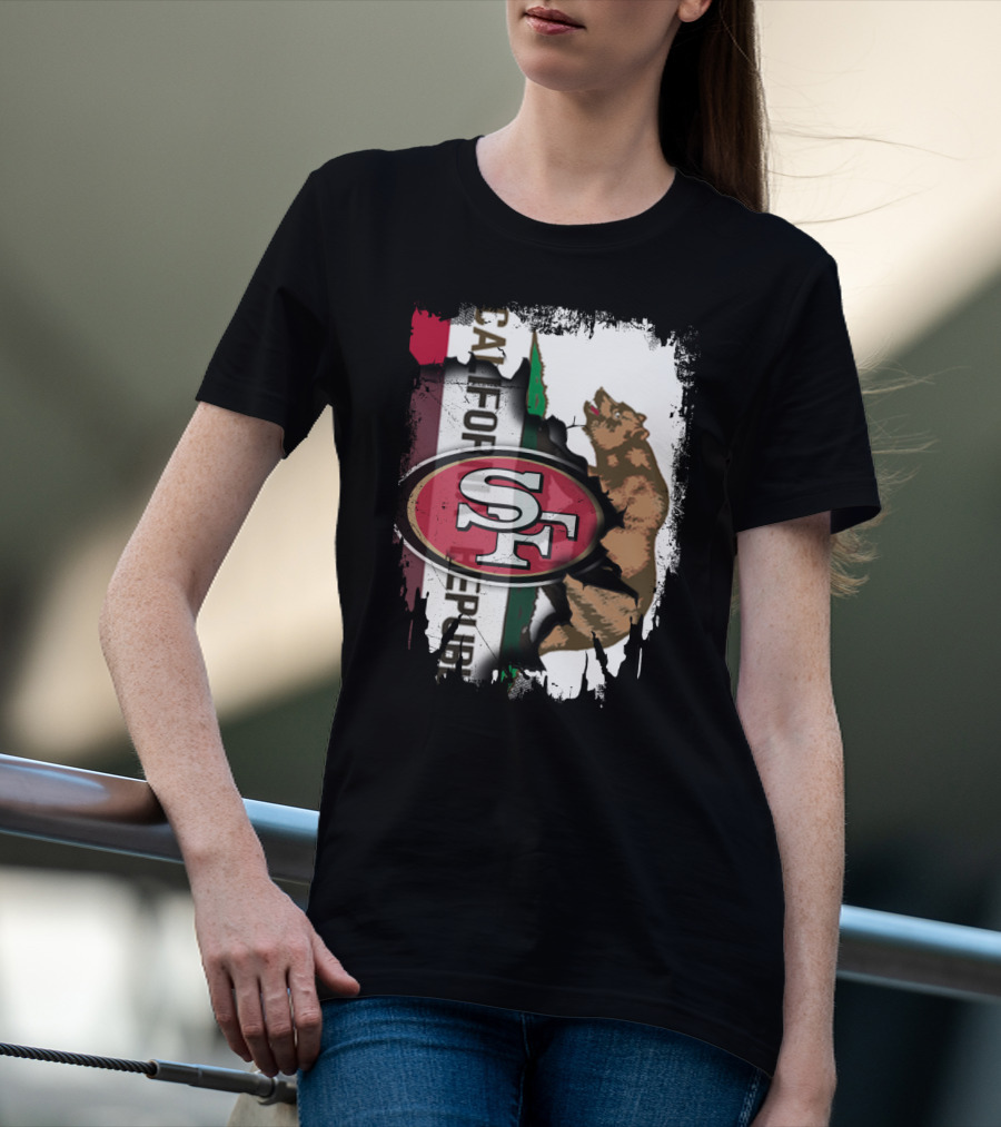 California Republic Bear With 49ers SF T-Shirt