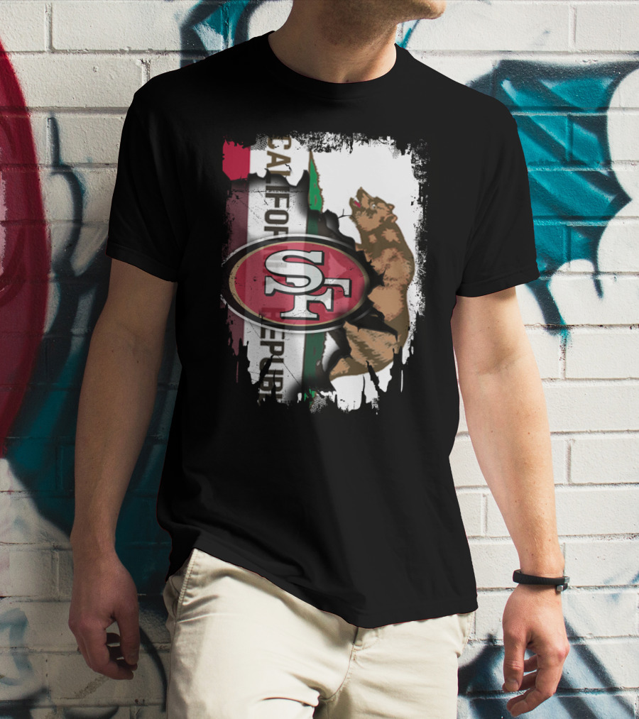 California Republic Bear With 49ers SF T-Shirt