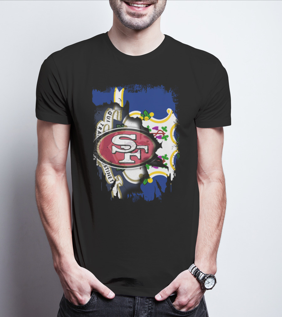 Connecticut Flag With San Francisco 49ers T-Shirt