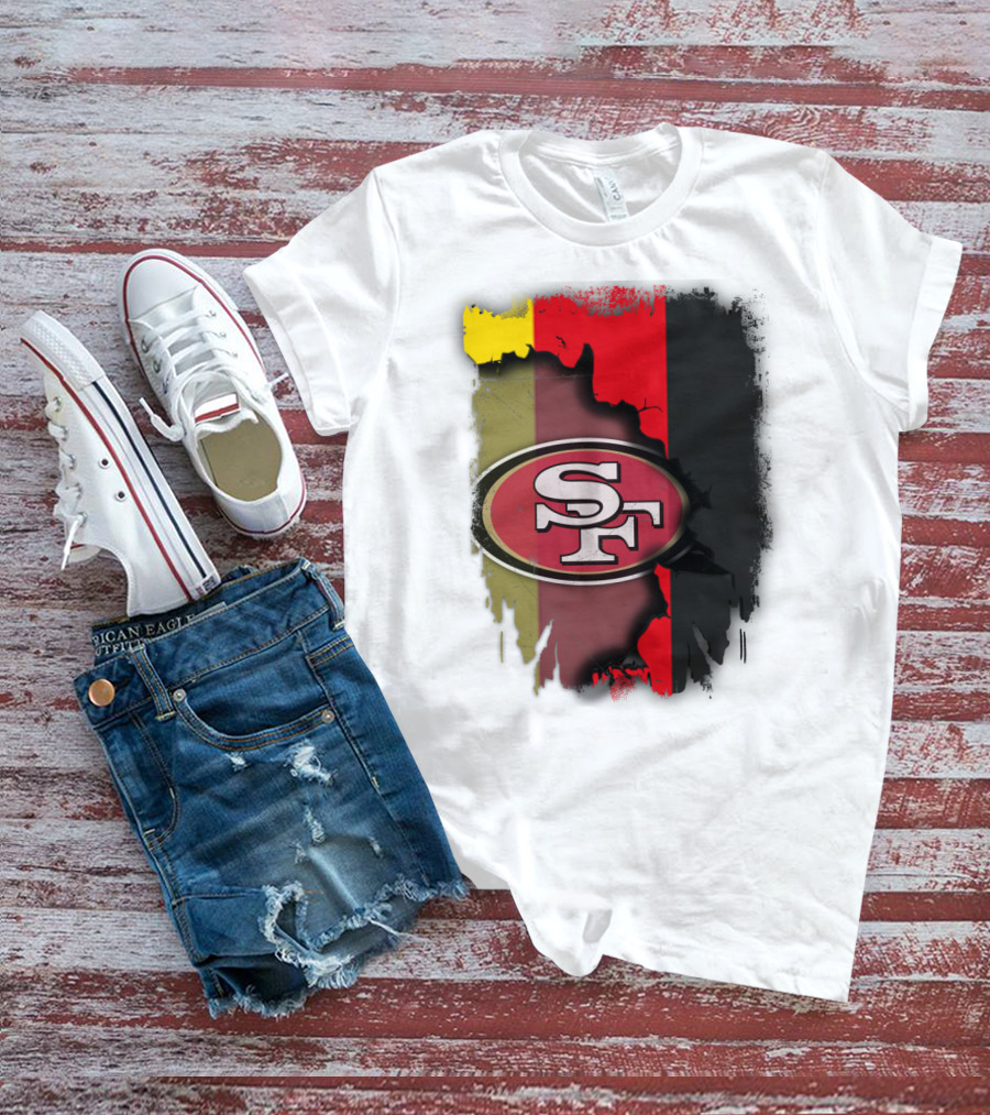 Germany Flag With San Francisco 49ers Logo Blend T-Shirt