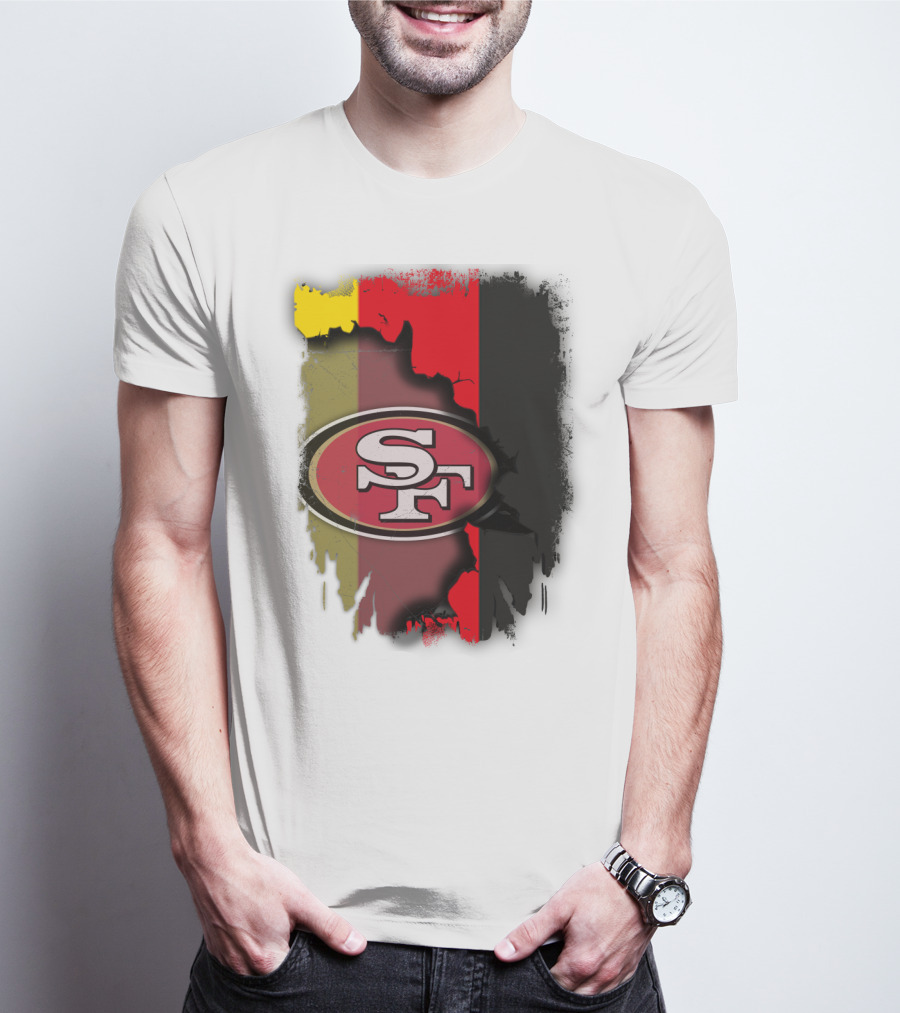 Germany Flag With San Francisco 49ers Logo Blend T-Shirt